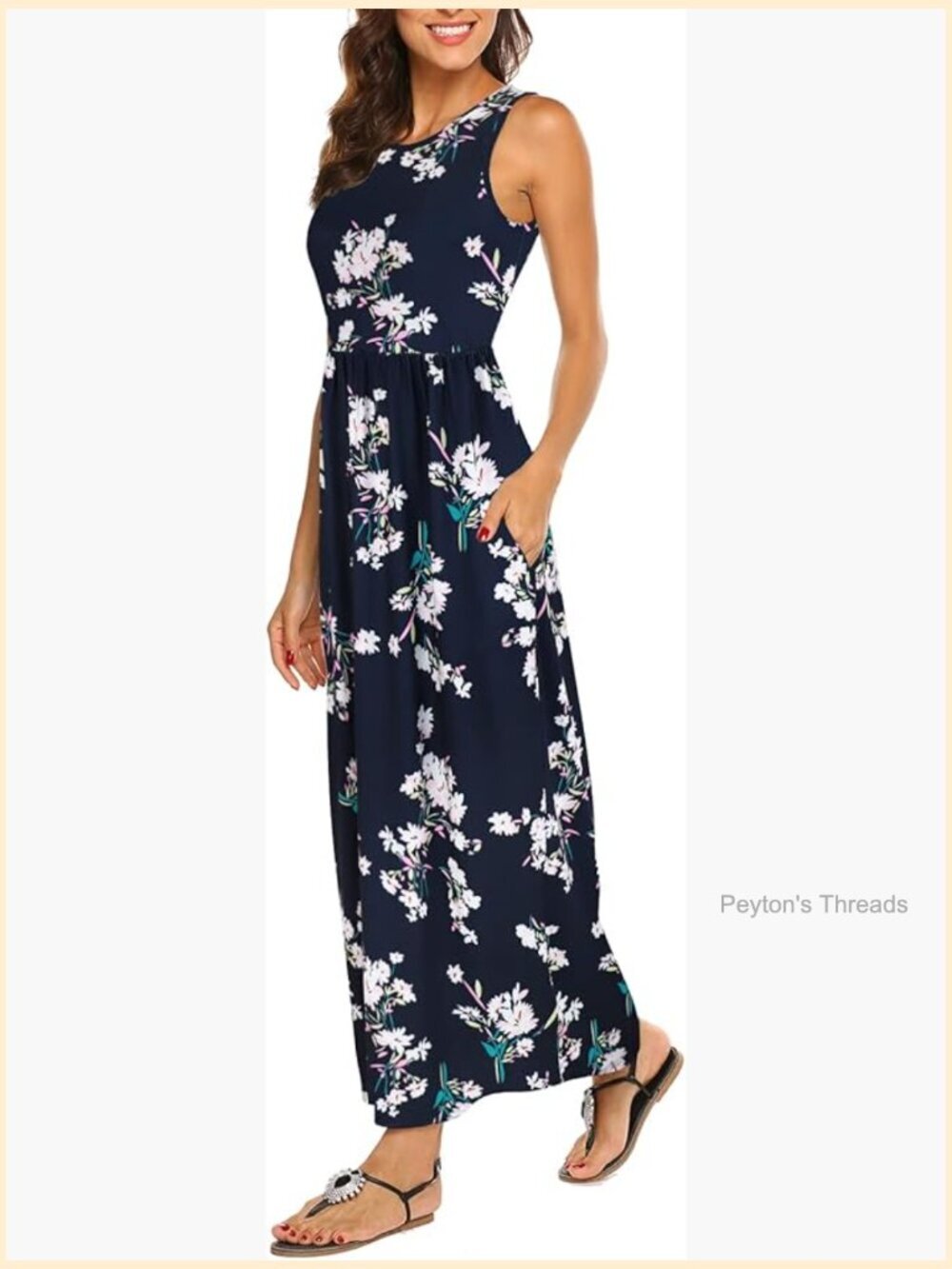 Striped Sleeveless Flowy Maxi Dress with Pockets for Summer